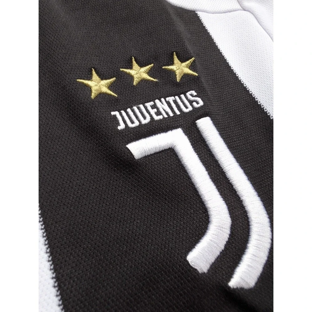 YOUTH‎ XL Juventus Soccer Jersey Black White Stripe Jeep 2018-19 Home